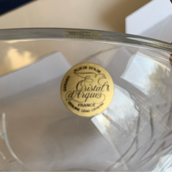 CRISTAL D’ARQUES Art Nouveau deep cut lead crystal fruit bowl from France decor - Picture 8 of 15